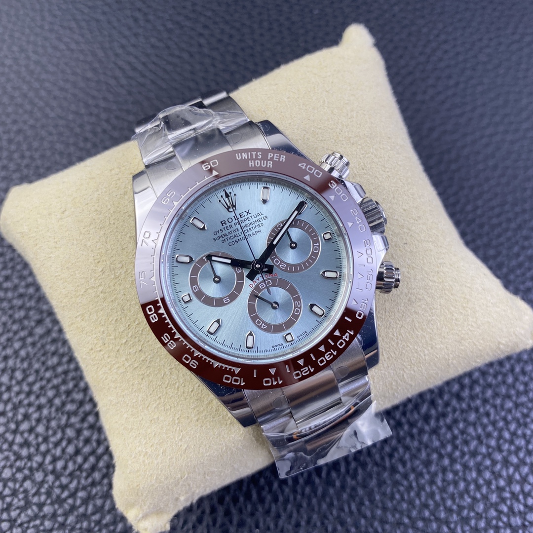 Rolex Daytona 116506 BT Factory 1:1 Ice Blue Dial Brown Ceramic Bezel on SS Bracelet SA4130 Movement - Image 2