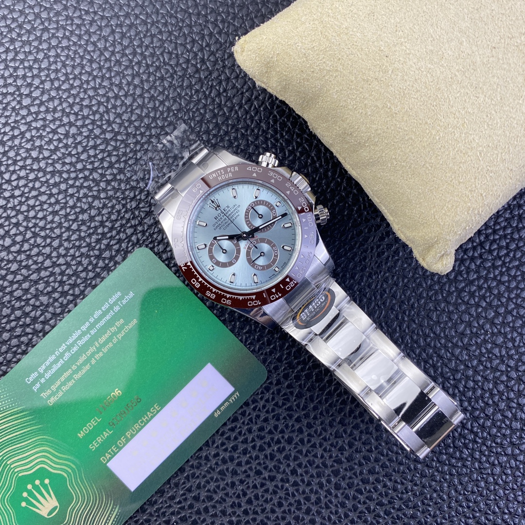 Rolex Daytona 116506 BT Factory 1:1 Ice Blue Dial Brown Ceramic Bezel on SS Bracelet SA4130 Movement - Image 8
