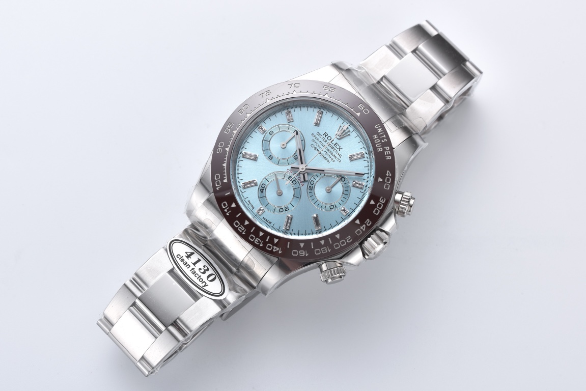 Rolex Daytona 116506 Clean Factory 1:1 Ice Blue Dial Diamonds Markers on SS Bracelet SA4130 Movement - Image 2