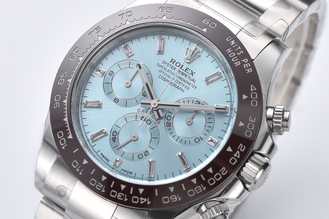 Rolex Daytona 116506 Clean Factory 1:1 Ice Blue Dial Diamonds Markers on SS Bracelet SA4130 Movement - Image 3