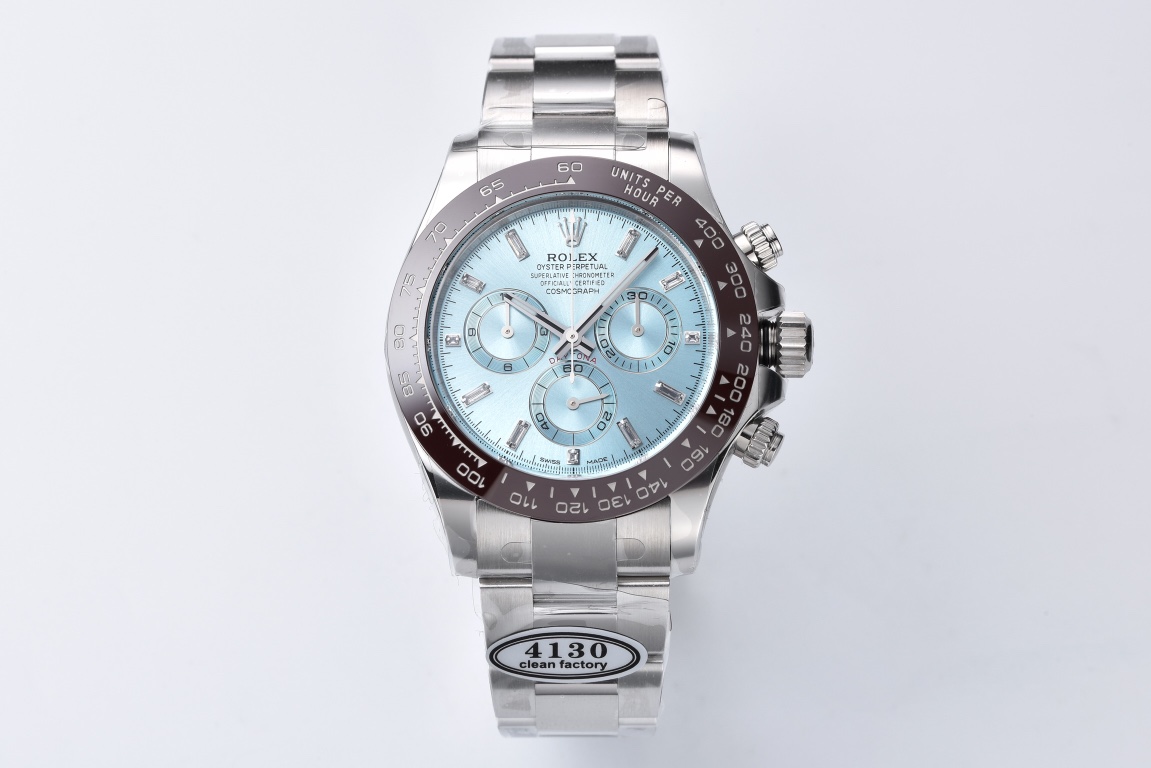 Rolex Daytona 116506 Clean Factory 1:1 Ice Blue Dial Diamonds Markers on SS Bracelet SA4130 Movement