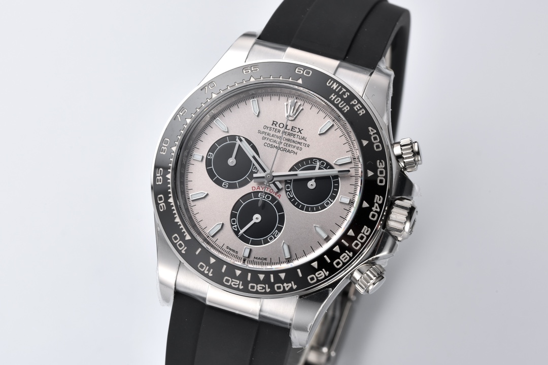 Rolex Daytona 116519 Clean Factory 1:1 Watch Gray Dial black Ceramic Bezel on Oysterflex Rubber Strap SA4130 Movement - Image 2