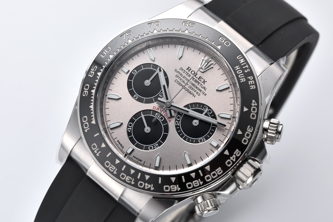 Rolex Daytona 116519 Clean Factory 1:1 Watch Gray Dial black Ceramic Bezel on Oysterflex Rubber Strap SA4130 Movement - Image 3