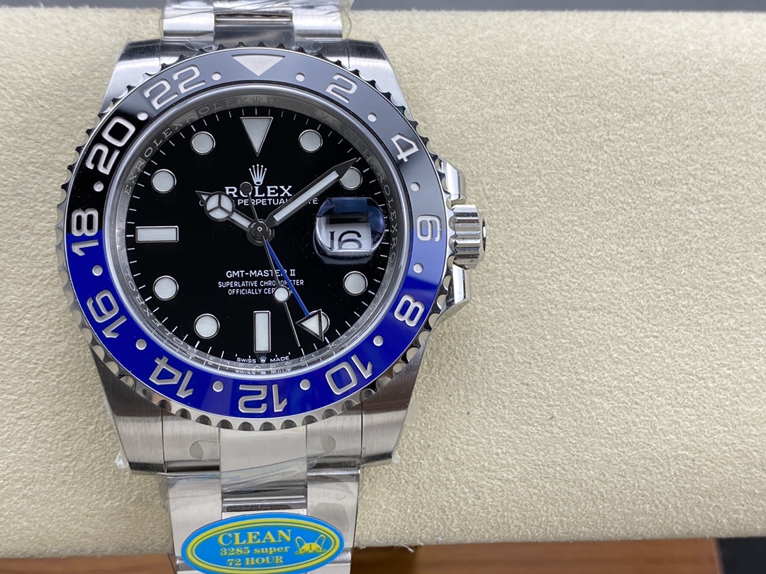 Rolex GMT-Master II 126710 BLNR Batgirl Clean Factory 1:1 Black Dial Blue & Black Ceramic Bezel 904L Steel on Jubilee Bracelet SA3285 Movement CHS