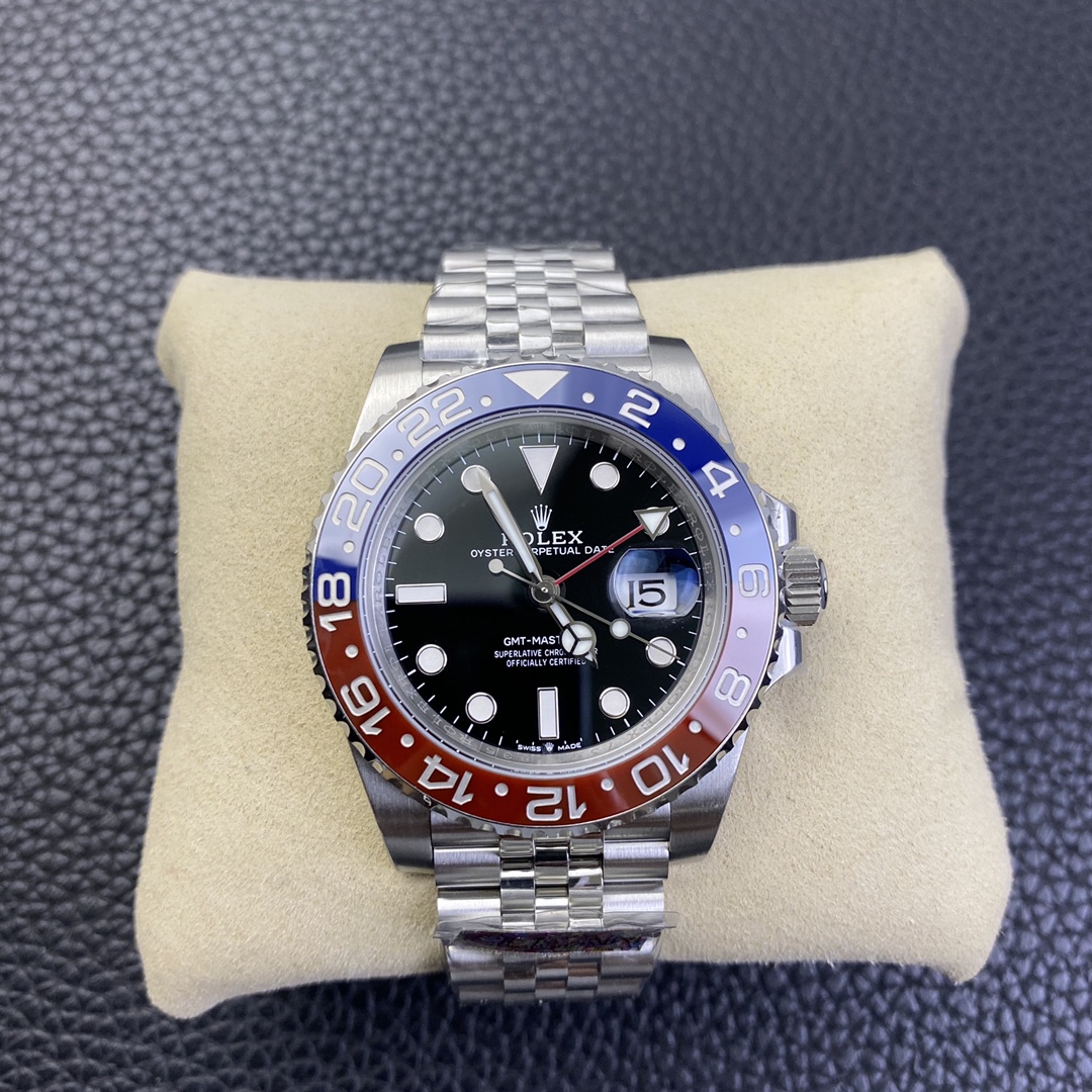 Rolex GMT-Master II 126710 BLRO Pepsi Clean Factory 1:1 Red/Blue Ceramic Bezel Black Dial 904L Steel on Jubilee Bracelet SA3285 Movement CHS
