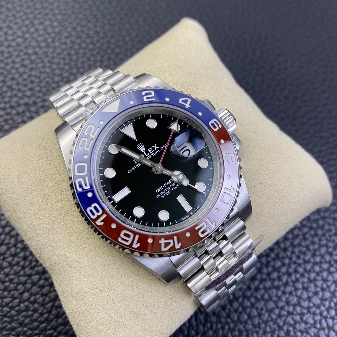 Rolex GMT-Master II 126710 BLRO Pepsi Clean Factory 1:1 Red/Blue Ceramic Bezel Black Dial 904L Steel on Jubilee Bracelet SA3285 Movement CHS - Image 2