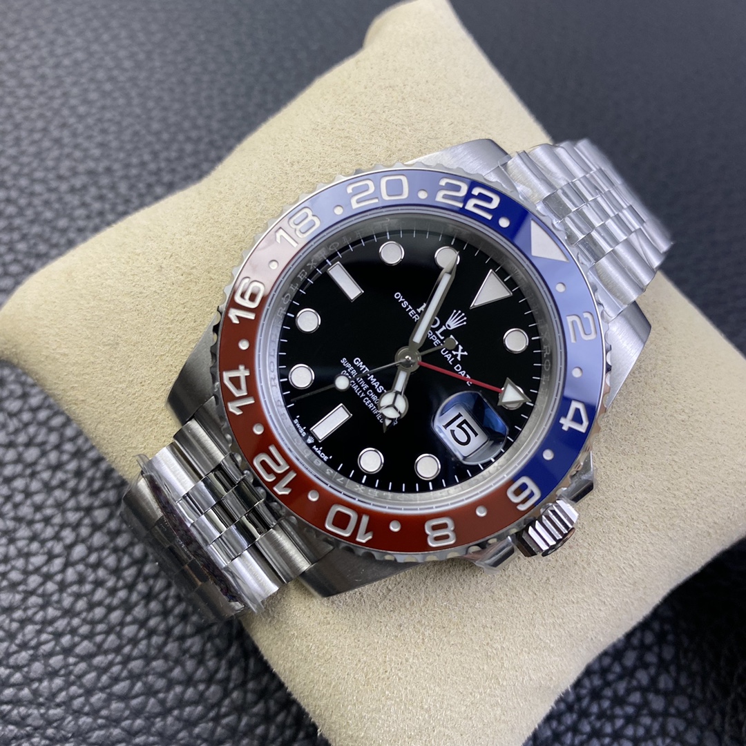 Rolex GMT-Master II 126710 BLRO Pepsi Clean Factory 1:1 Red/Blue Ceramic Bezel Black Dial 904L Steel on Jubilee Bracelet SA3285 Movement CHS - Image 3