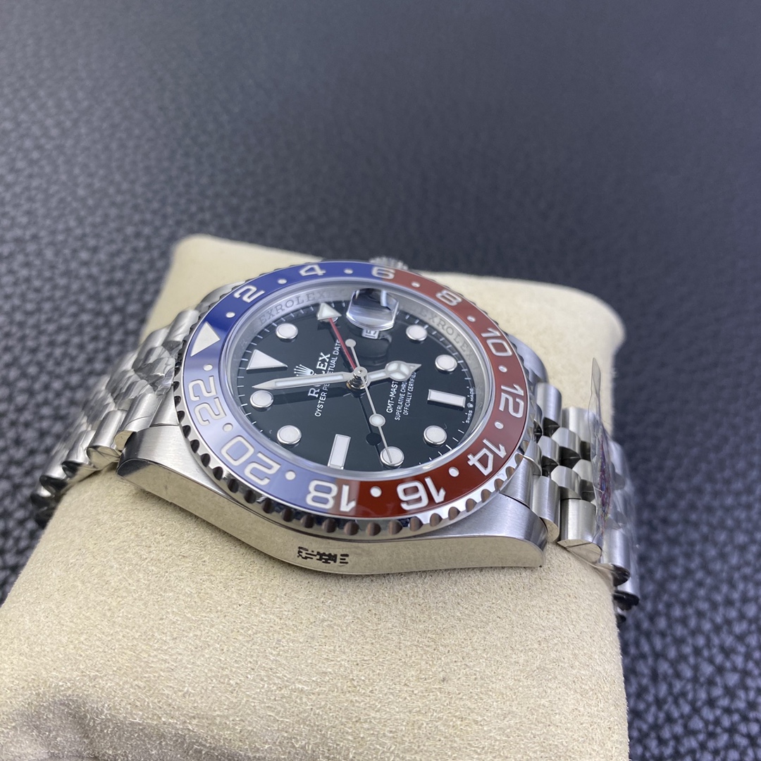 Rolex GMT-Master II 126710 BLRO Pepsi Clean Factory 1:1 Red/Blue Ceramic Bezel Black Dial 904L Steel on Jubilee Bracelet SA3285 Movement CHS - Image 4