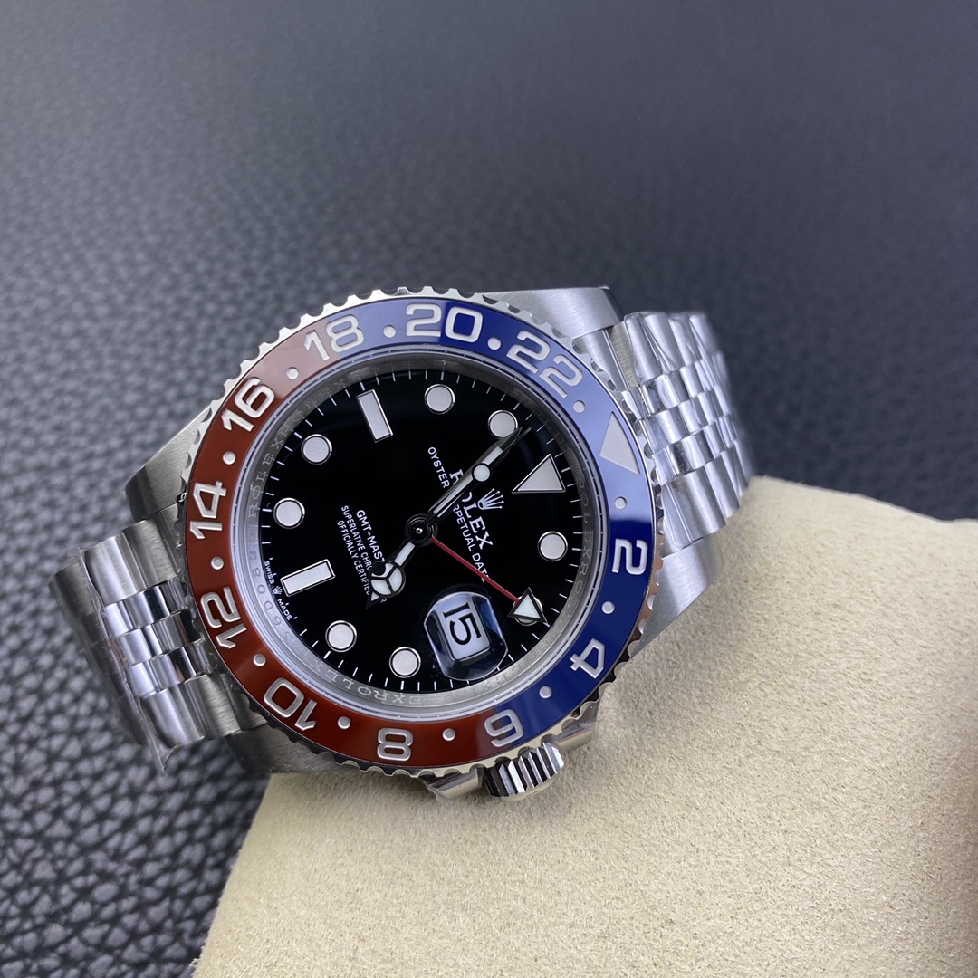 Rolex GMT-Master II 126710 BLRO Pepsi Clean Factory 1:1 Red/Blue Ceramic Bezel Black Dial 904L Steel on Jubilee Bracelet SA3285 Movement CHS - Image 6