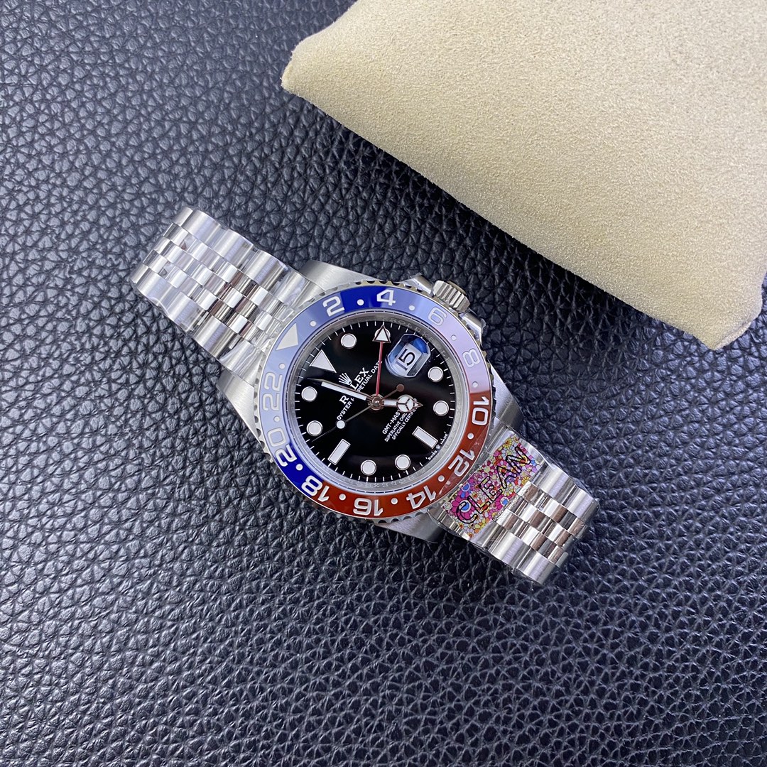 Rolex GMT-Master II 126710 BLRO Pepsi Clean Factory 1:1 Red/Blue Ceramic Bezel Black Dial 904L Steel on Jubilee Bracelet SA3285 Movement CHS - Image 9