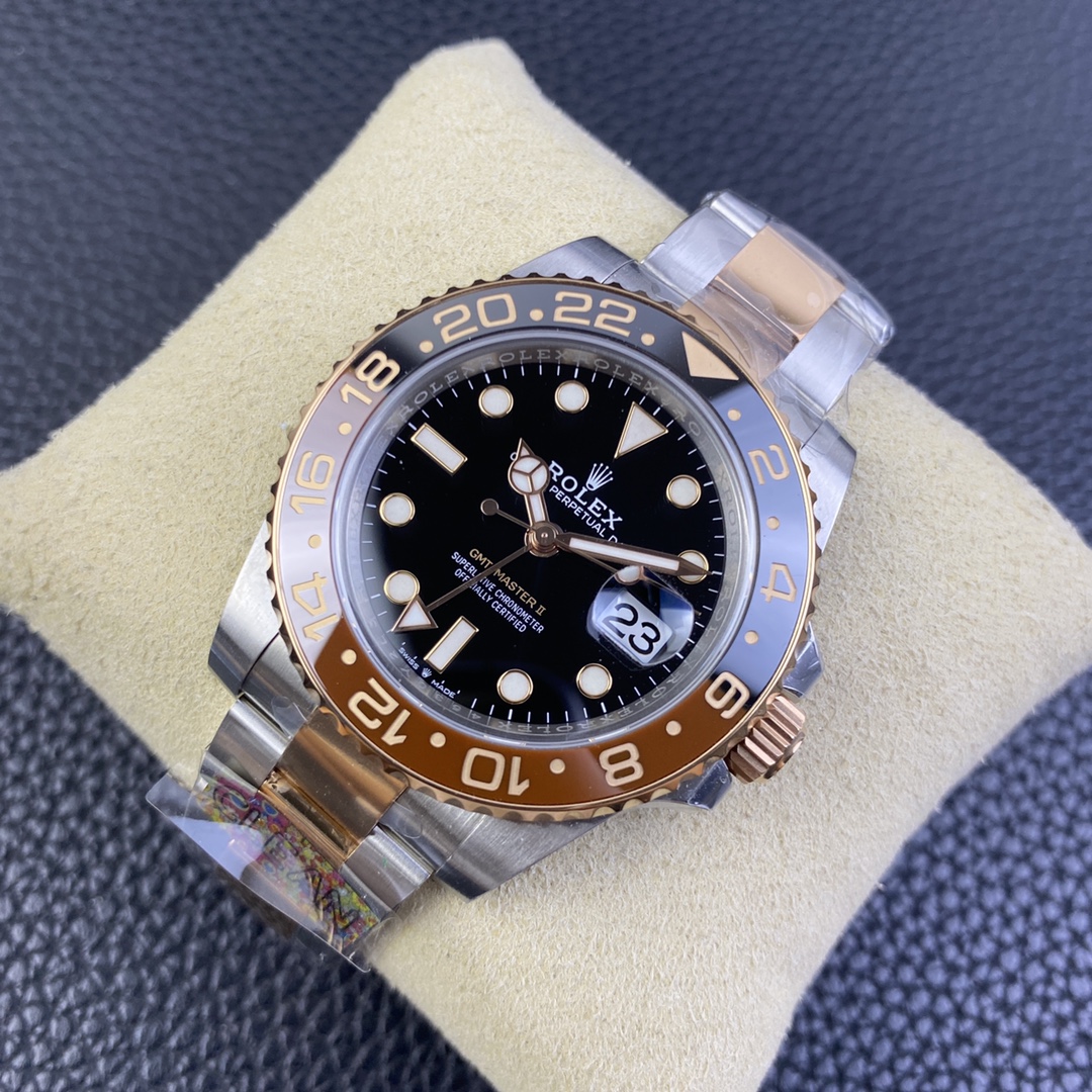 Rolex GMT-Master II 126711 CHNR Root Beer Clean Factory 1:1 Black & Brown Ceramic Bezel Black Dial on SS/RG Bracelet SA3285 Movement CHS - Image 3