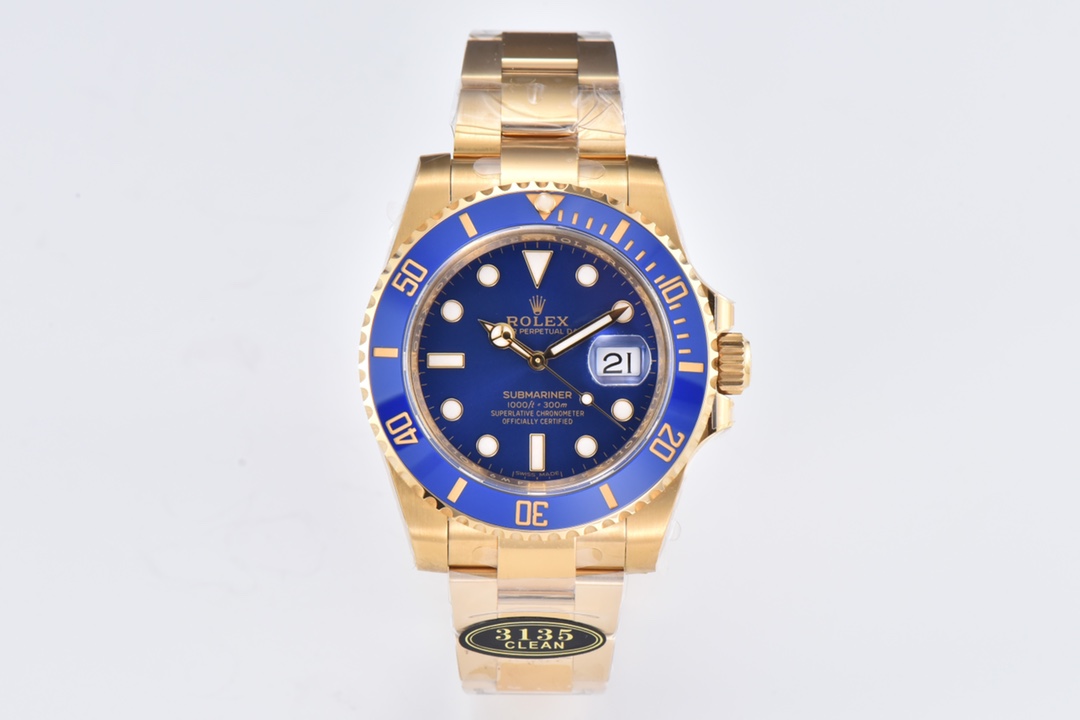 Rolex Submariner 40mm 116618 LB Blue Dial & Ceramic Bezel YG Plated 904L Steel Clean Factory 1:1 Best Edition S3135