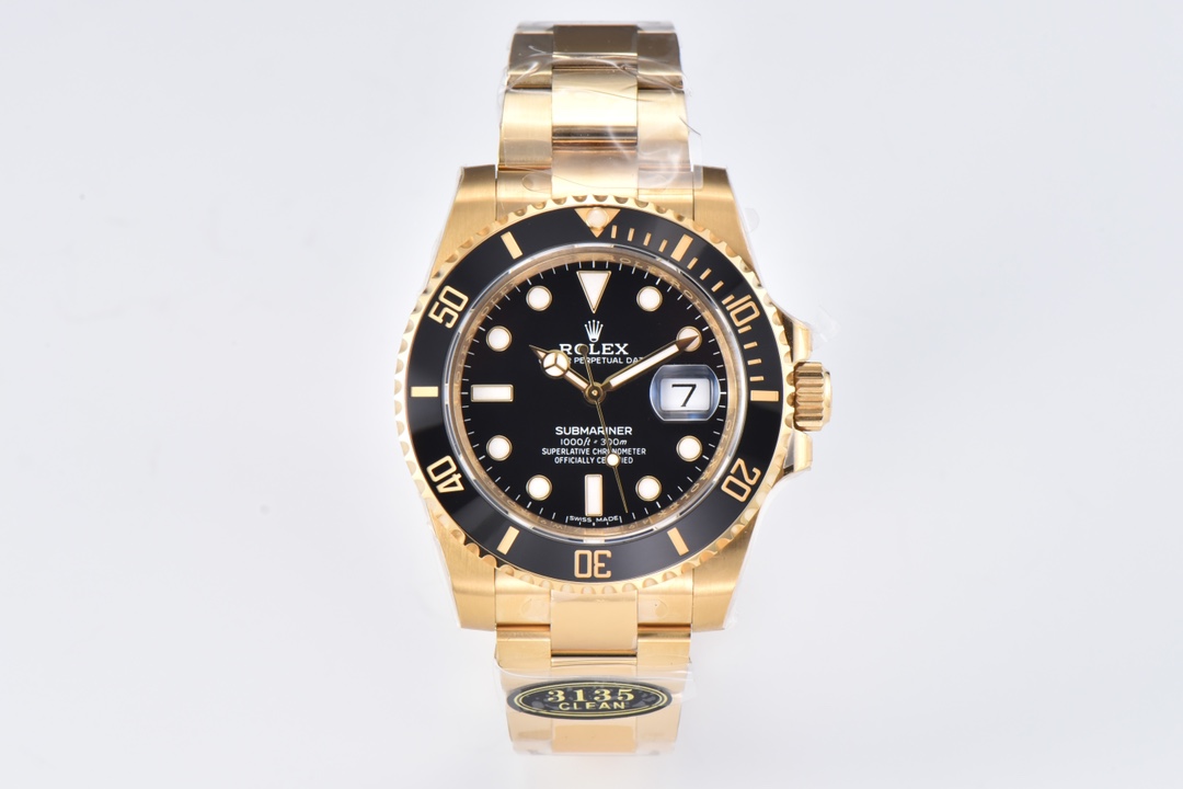 Rolex Submariner 40mm 116618 LN Black Dial & Ceramic Bezel YG Plated 904L Steel Clean Factory 1:1 Best Edition S3135