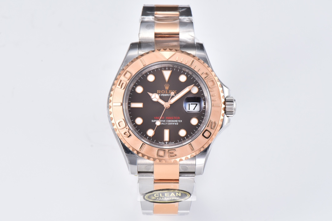 Rolex Yacht-Master 126621-0001 40mm Clean Factory 1:1 904L Brown Dial 3D Rose Gold Bezel on Rose Gold & Steel Two Tone Oyster Steel Bracelet SA3235 Movement