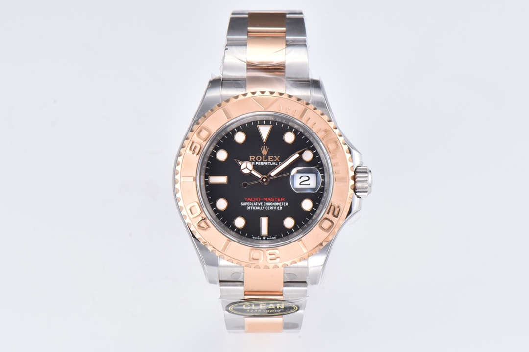 Rolex Yacht-Master 126621-0002 40mm Clean Factory 1:1 904L Black Dial 3D Rose Gold Bezel on Rose Gold & Steel Two Tone Oyster Steel Bracelet SA3235 Movement