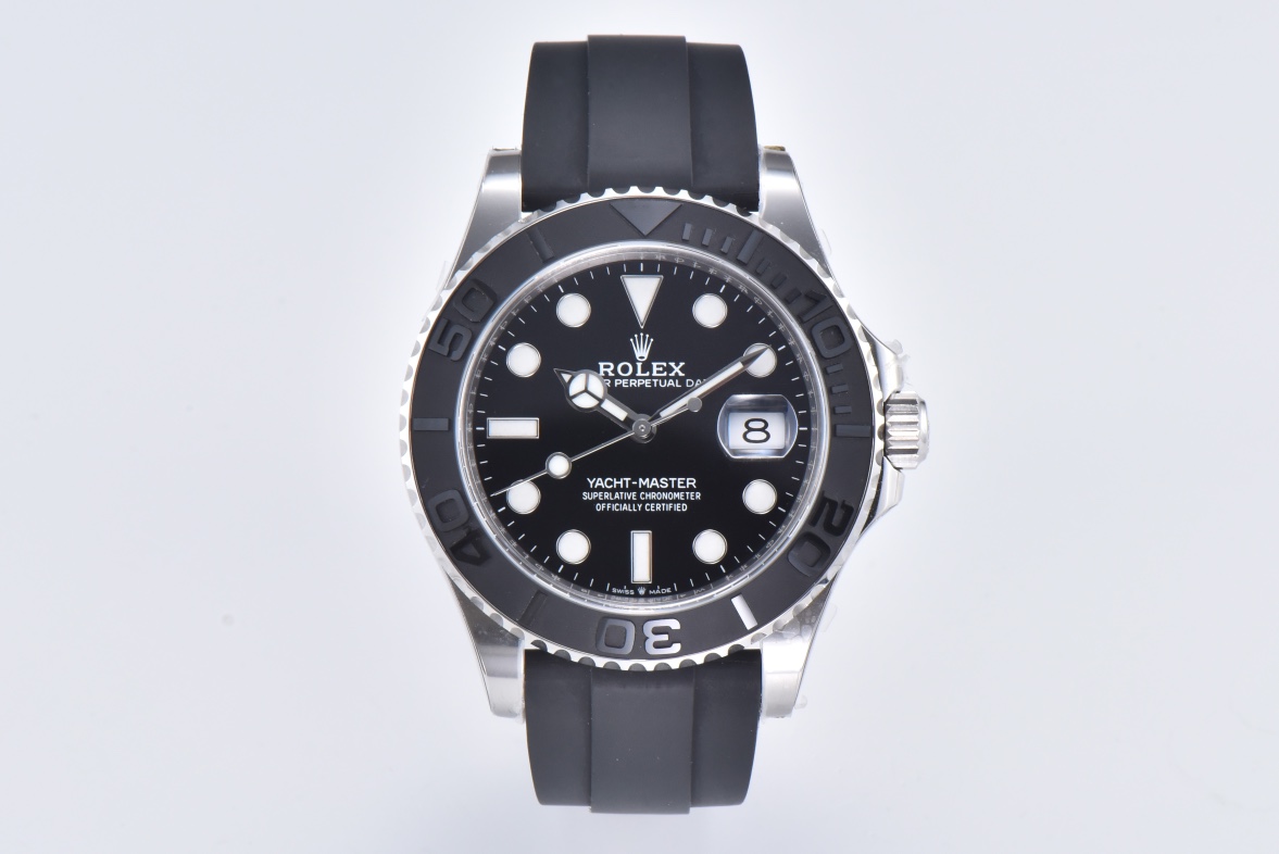 Rolex Yacht-Master 226659-0002 42mm Clean Factory 1:1 904L Black Dial 3D Black Ceramic Bezel on Black Oysterflex Strap SA3235 Movement