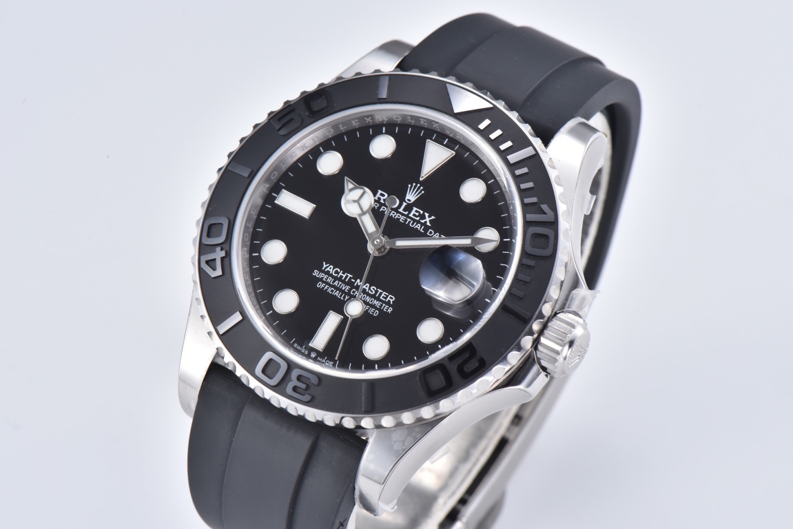 Rolex Yacht-Master 226659-0002 42mm Clean Factory 1:1 904L Black Dial 3D Black Ceramic Bezel on Black Oysterflex Strap SA3235 Movement - Image 4